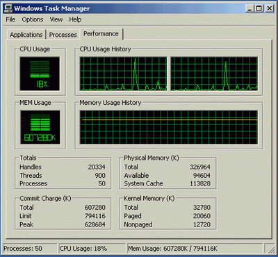 Performance Tab in Task Manager